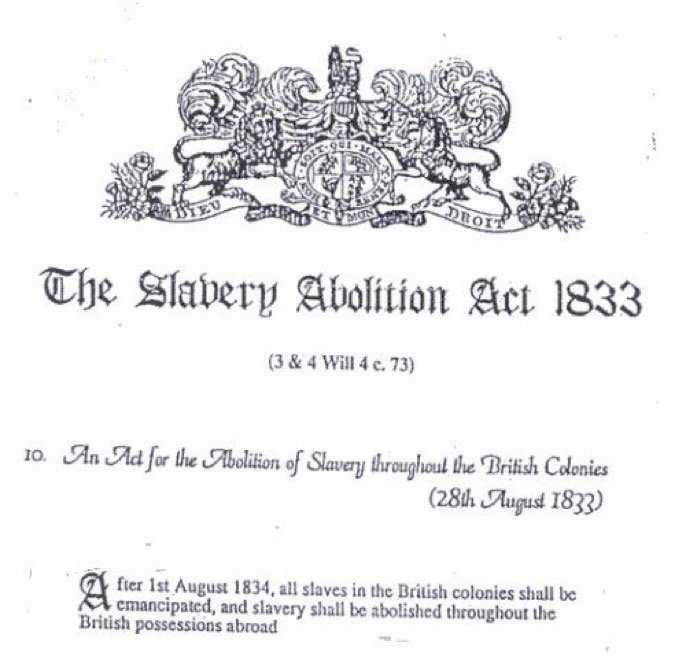 Britain officially outlawed slavery on this day in 1834