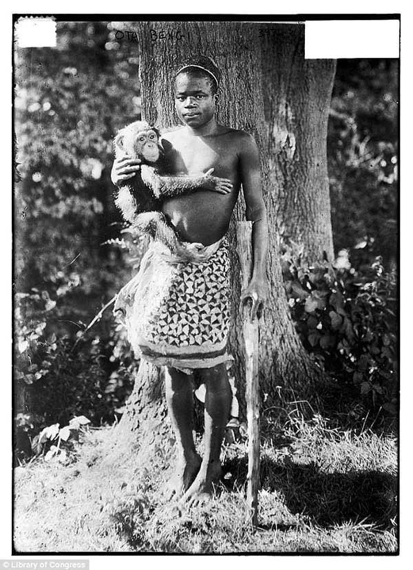 Ota Benga pictured with an Ape 