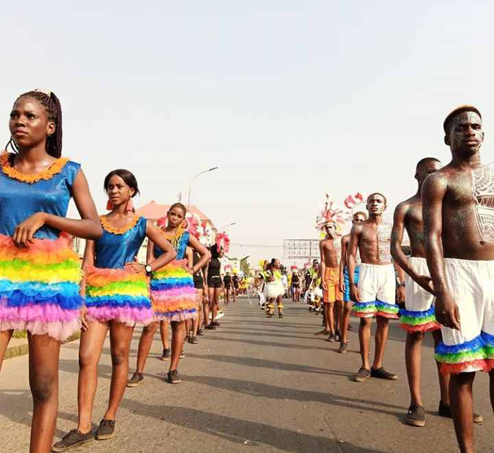 Cultural march past at the Golibe Festival Onitsha
