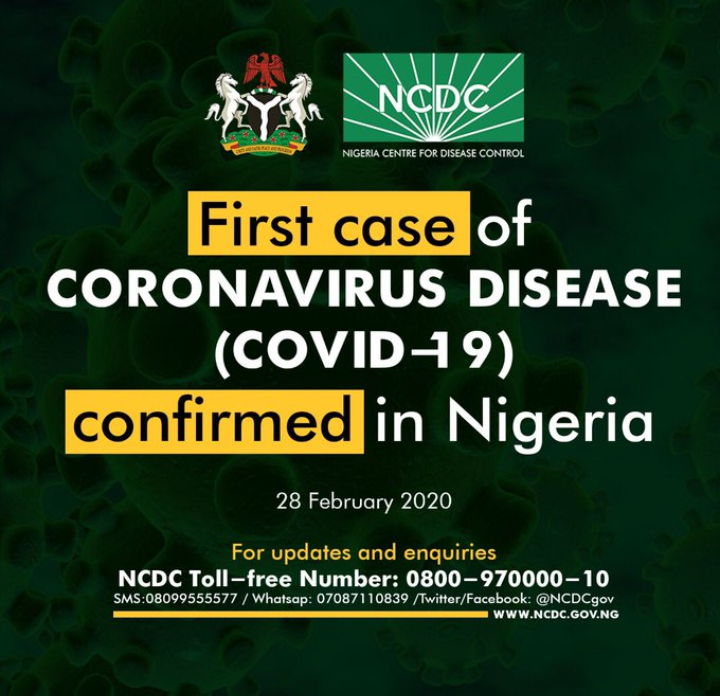 First case of Coronavirus confirmed in Lagos Nigeria 
