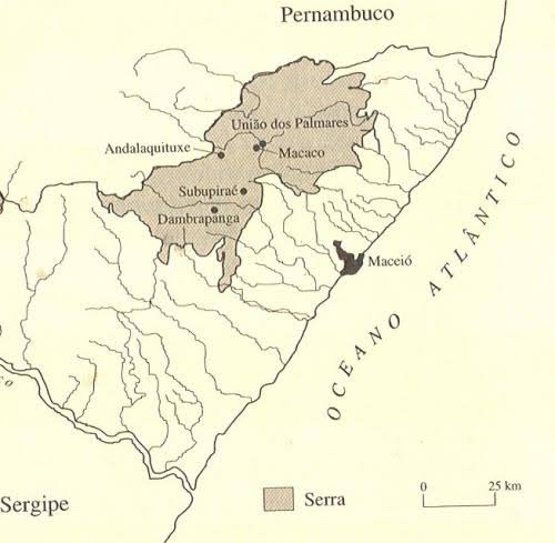 Map of Quilombo dos Palmares 