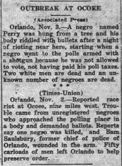 The Ocoee massacre of 1920